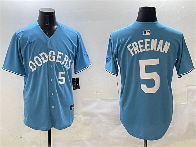 Men's Los Angeles Dodgers #5 Freddie Freeman Light Blue Limited Stitched Baseball Jersey Men's Los Angeles Dodgers #5 Freddie Freeman Light Blue Limited Stitched Baseball Jersey